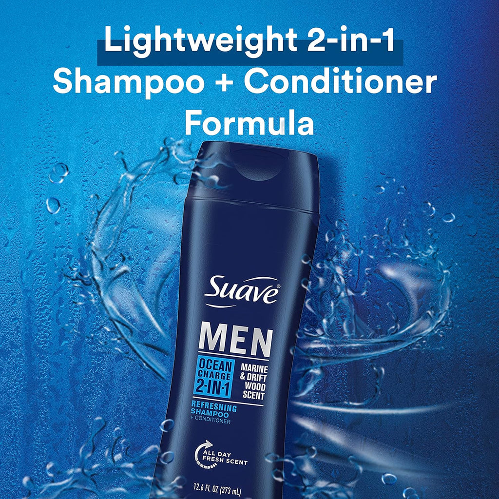 Men 2 in 1 Shampoo and Conditioner Ocean Charge, 12.6 Fl Oz (Pack of 6)