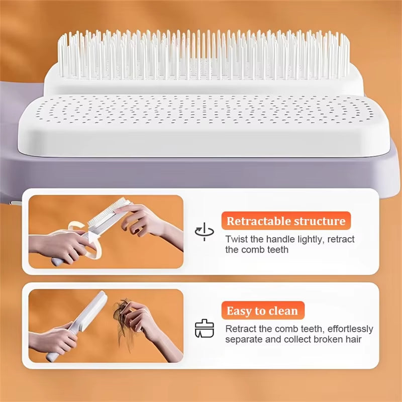 Self Cleaning Hair Comb Massage Air Cushion Comb Rotatable Anti-Static Hair Smoothing Brush Anti-Static Self Cleaning Hair Combs