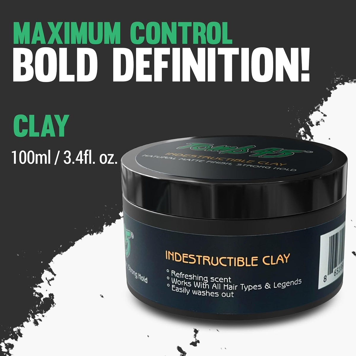 Tomb45 Indestructible Hair Clay, High Strong Hold with Matte Finish Hair Styling Product