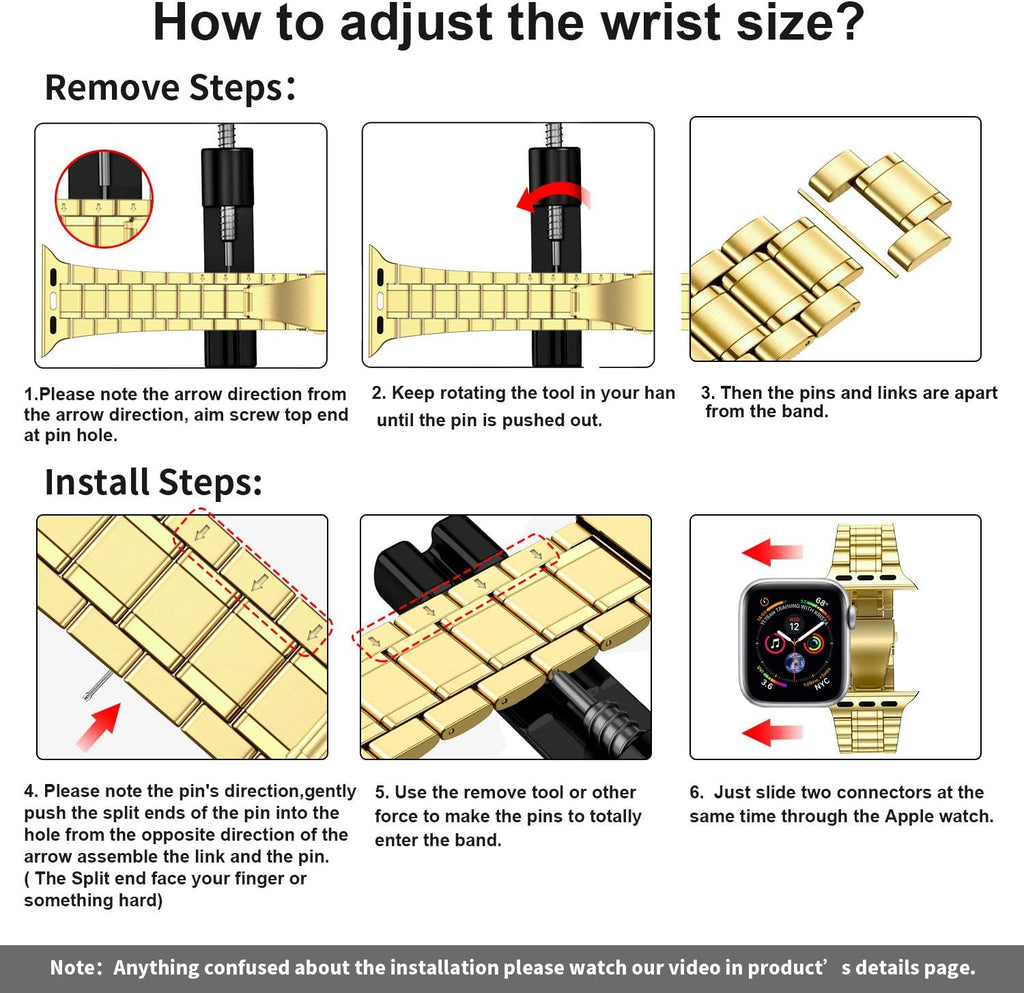 Stainless Steel Bands for Apple Watch 45Mm 44Mm 42Mm(Series 3/2/1)