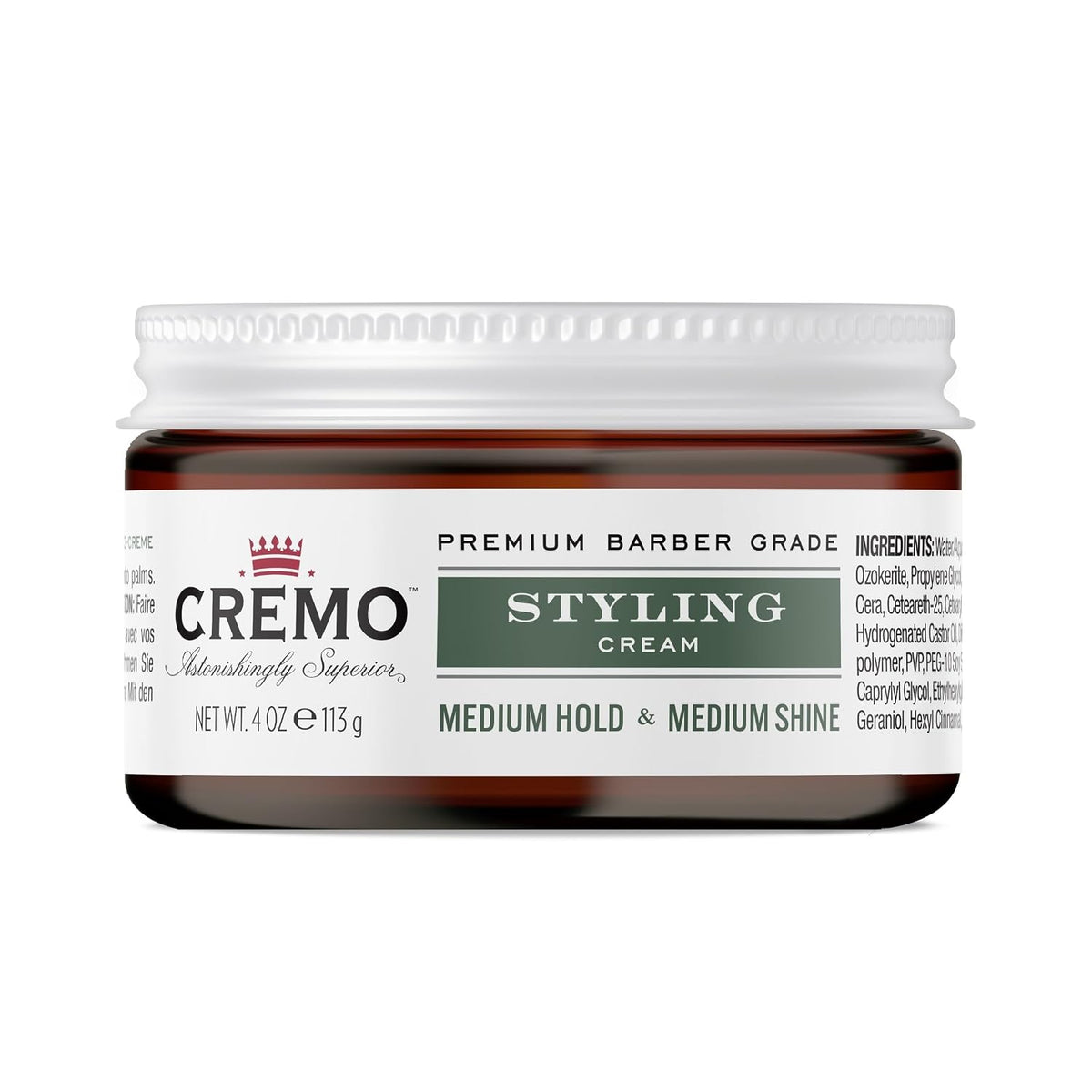 Hair Styling Cream, Barber Grade, Medium Hold, Medium Shine Hair Products, 4 Ounce (Pack of 12)
