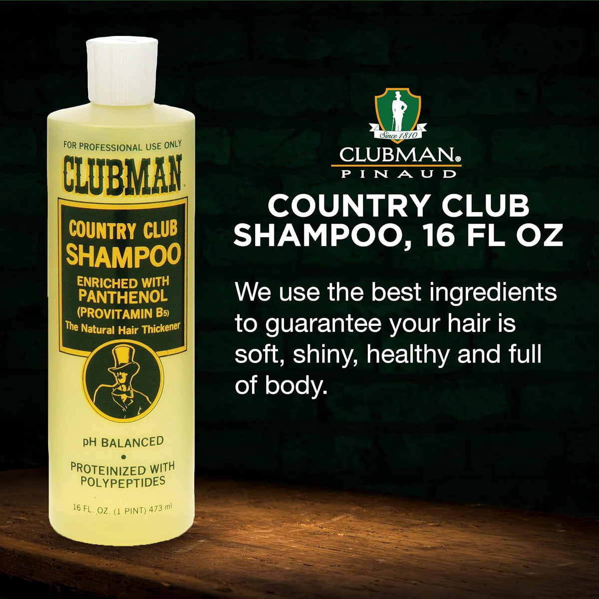 Country Club Shampoo, Enriched with Panthenol, the Natural Hair Thickener, Ph Balanced, Proteinized with Polypeptides, 16 Fl. Oz.