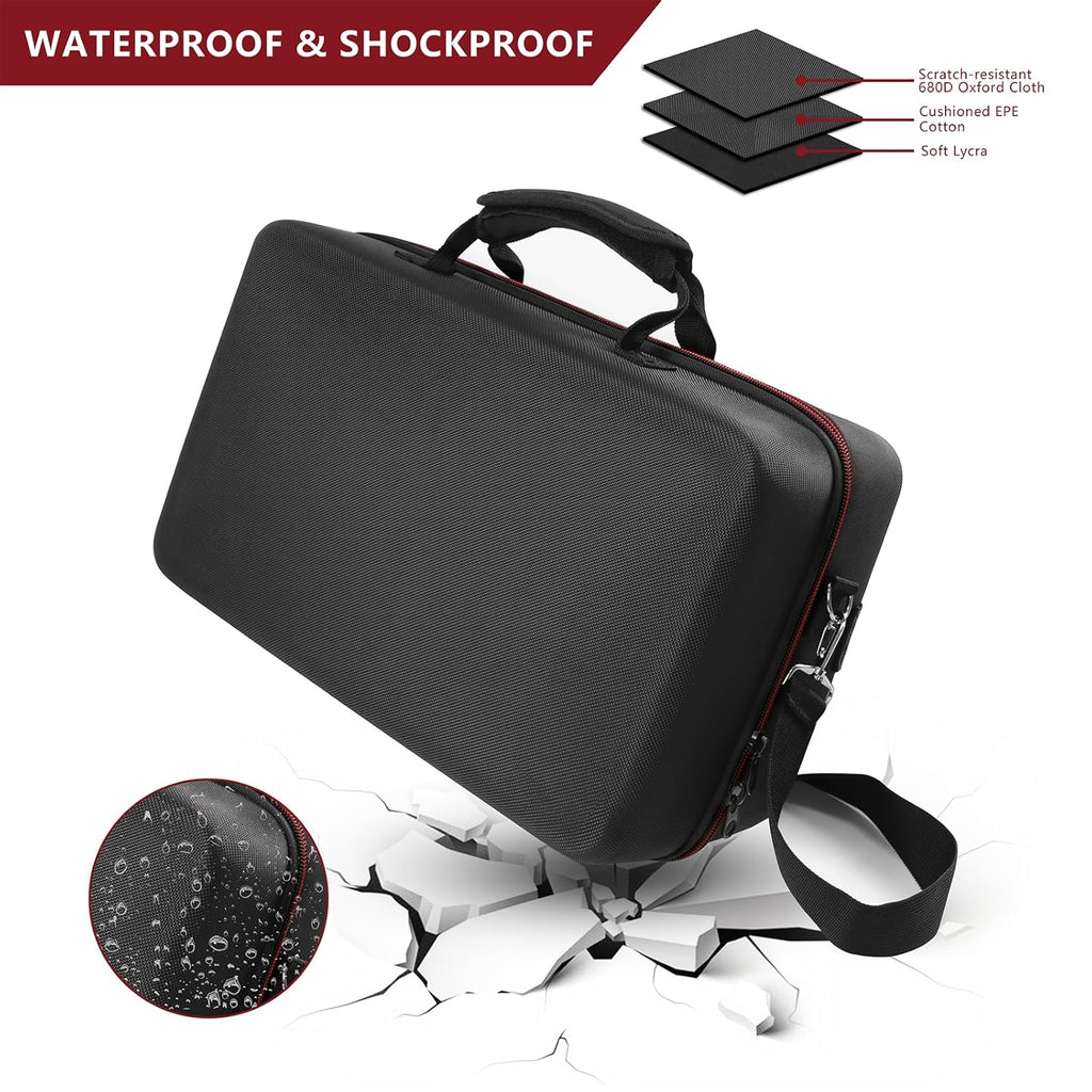 Carrying Case Compatible with PS5 SLIM 2023, Hard Shell Travel Case Protective Bag for Play Station 5 Slim Disc and Digital Edition Console, Controllers, Vertical Base, Disc and Cable Accessories
