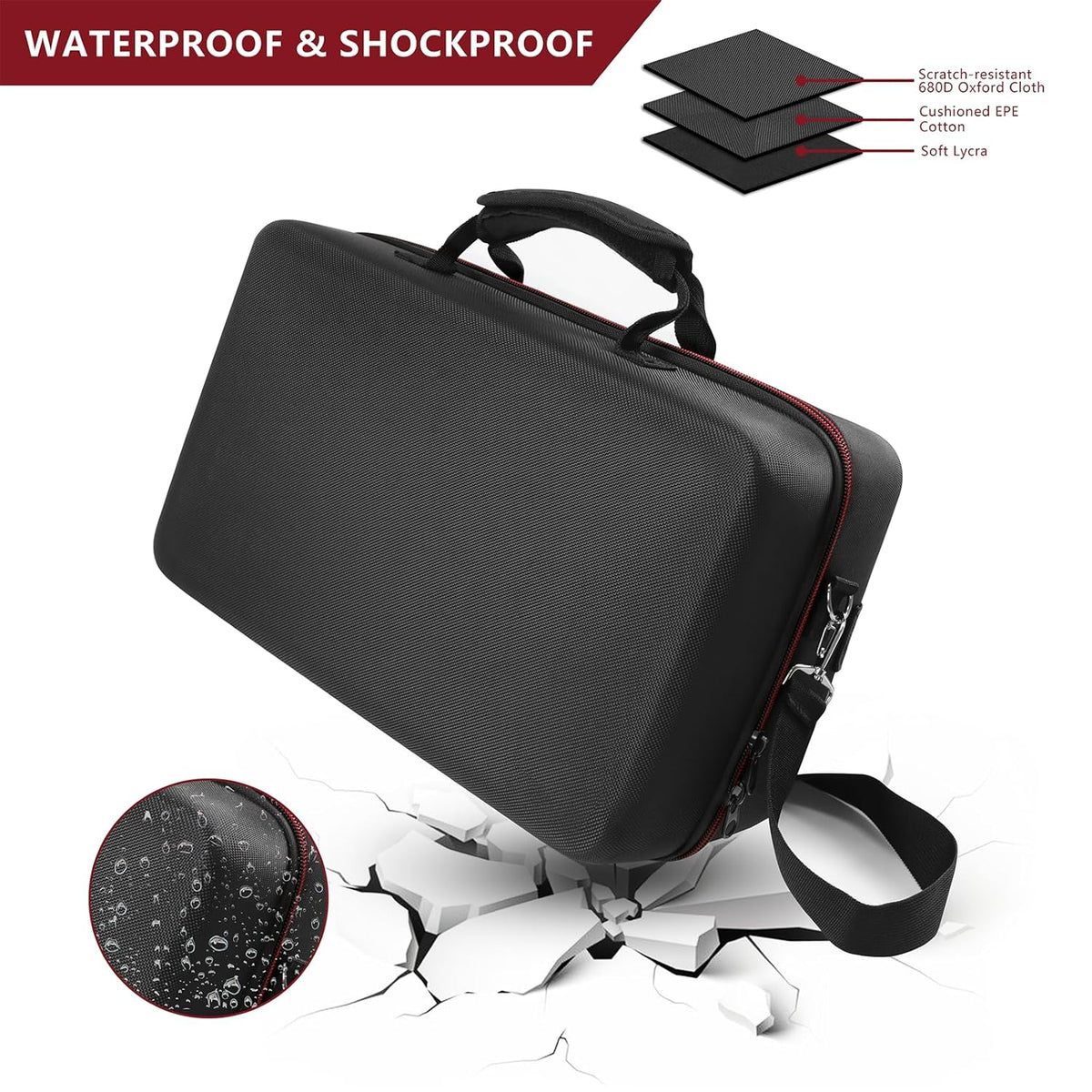 Carrying Case Compatible with PS5 SLIM 2023, Hard Shell Travel Case Protective Bag for Play Station 5 Slim Disc and Digital Edition Console, Controllers, Vertical Base, Disc and Cable Accessories