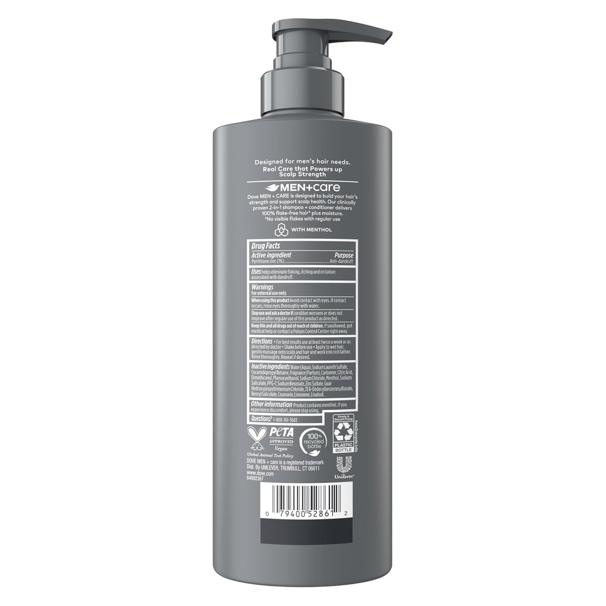 Dove Men Dandruff Defense 2-In-1 Shampoo & Conditioner for Flakes 18Oz