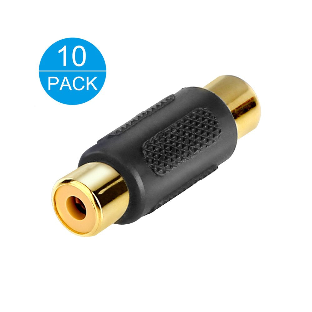 10 Pack RCA Female to Female Coupler Audio Video Gold Adapter