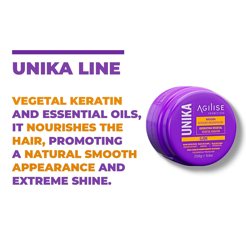 UNIKA Hair Mask for Frizzy Hair, Keratin Treatment for Damaged Hair, Deep Conditioning Mask with Ojon & Coconut Oil, Hair Products for Women, Sulfate Free Hair Mask - 8.8Oz