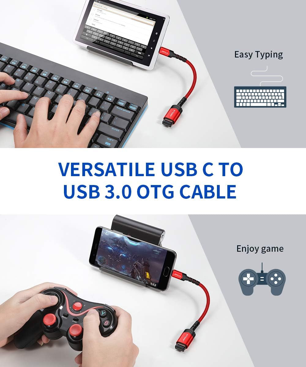 USB C to USB Adapter 3.0 [2 Pack], Type C OTG Adapter-Red
