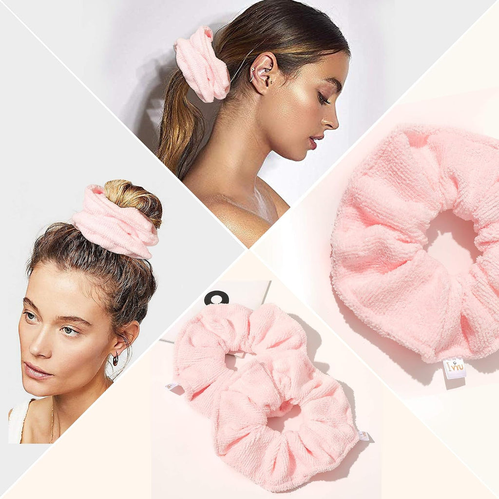 Microfiber Hair Drying Scrunchies Towel Fiber Large Big Scrunchie for Curl Hair for Shower Wet anti Frizz Hair Products Absorbent Fast Terry Cloth Sleep Scrunchy