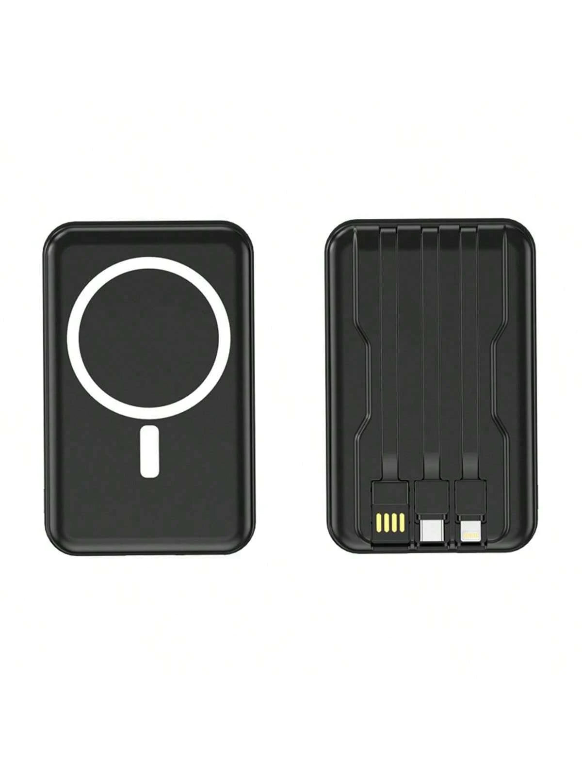 5000Mah Magnetic Portable Charger, Wireless Power Bank Built-In 3 Cables, 10000Mah Battery Pack Compatible with Iphone 16/15/14/13/12 Series and for Airpods 1/2/Pro and More