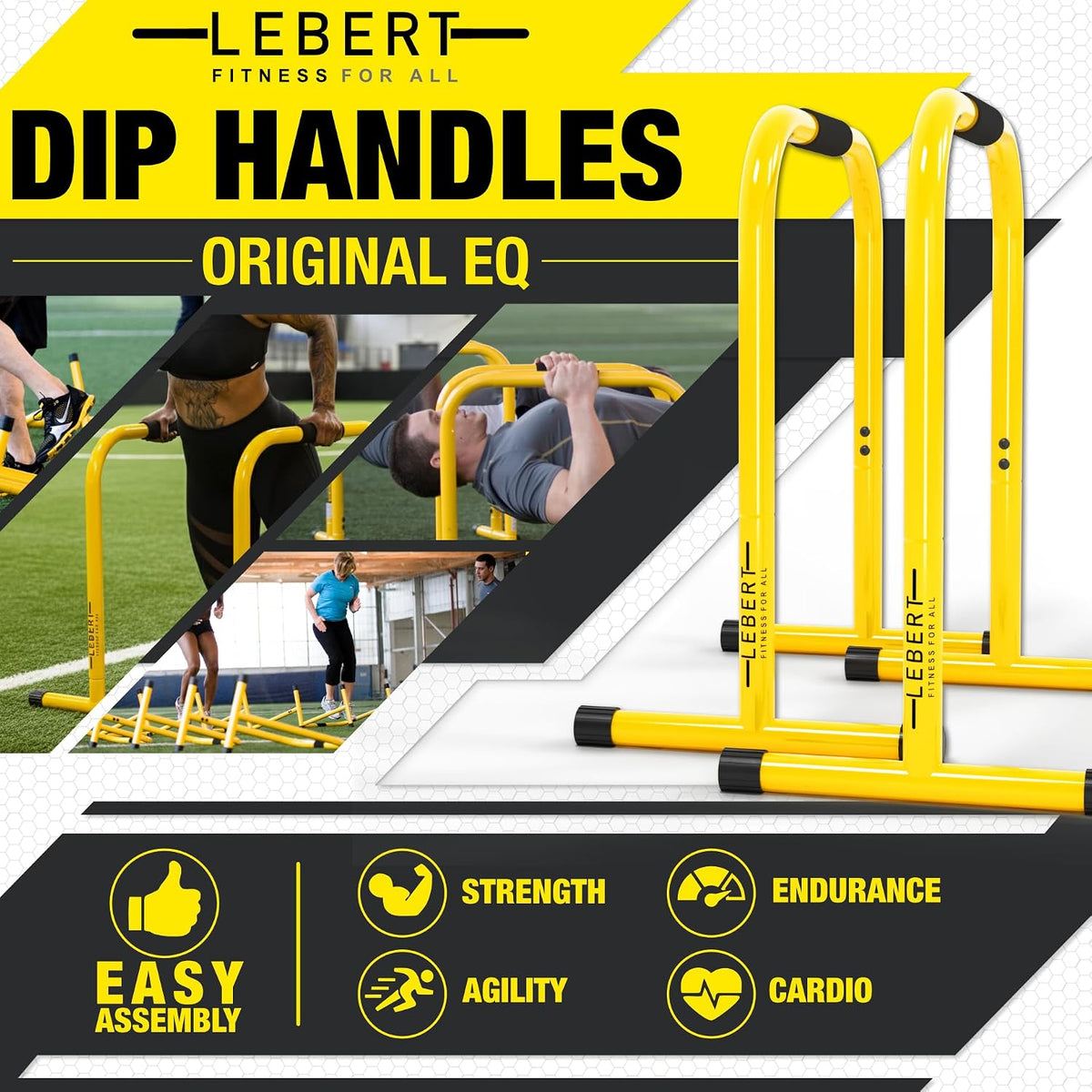 Lebert Equalizer Total Body Strengthener – Portable Dip Station for Full Bodyweight Training – Includes Hip Resistance Band & Online Coaching – Available in Standard & XL Sizes