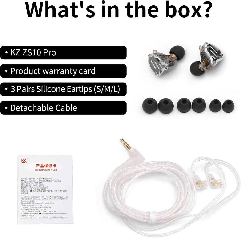 KZ ZS10 Pro in Ear Monitor Wired Headphone, KZ Hifi Earbuds in Ear Monitor Earphone with 4 Balanced Armatures and 1 Dynamic Drivers Professional IEM Headphone for Drummer Musician(Blue No Mic)