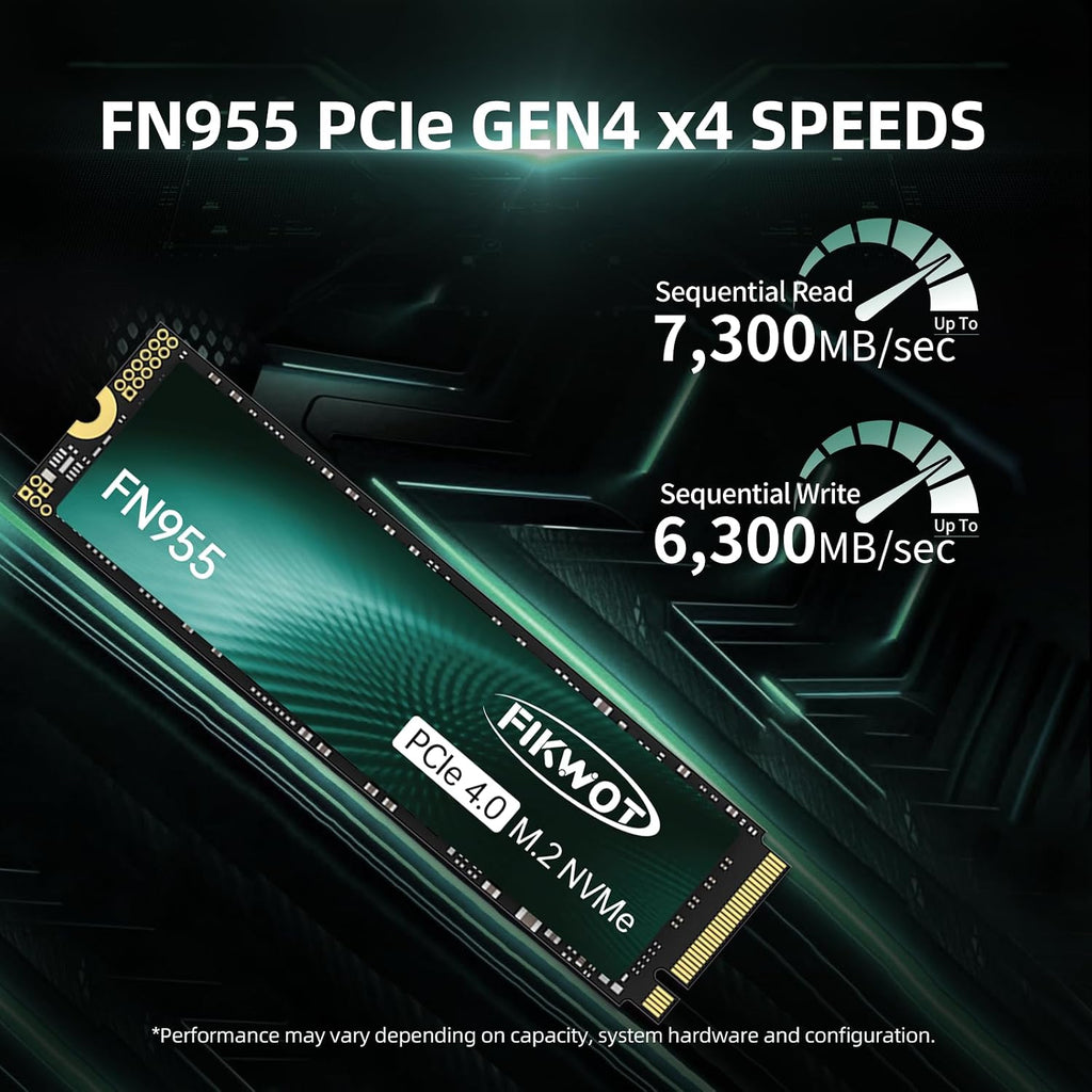 FN955 1TB Nvme SSD M.2 2280 Pcie Gen4X4, up to 7300Mb/S, 3D NAND TLC Flash Internal Solid State Drive, Configure SLC Cache, for PS5 Storage Expansion Laptop Desktop
