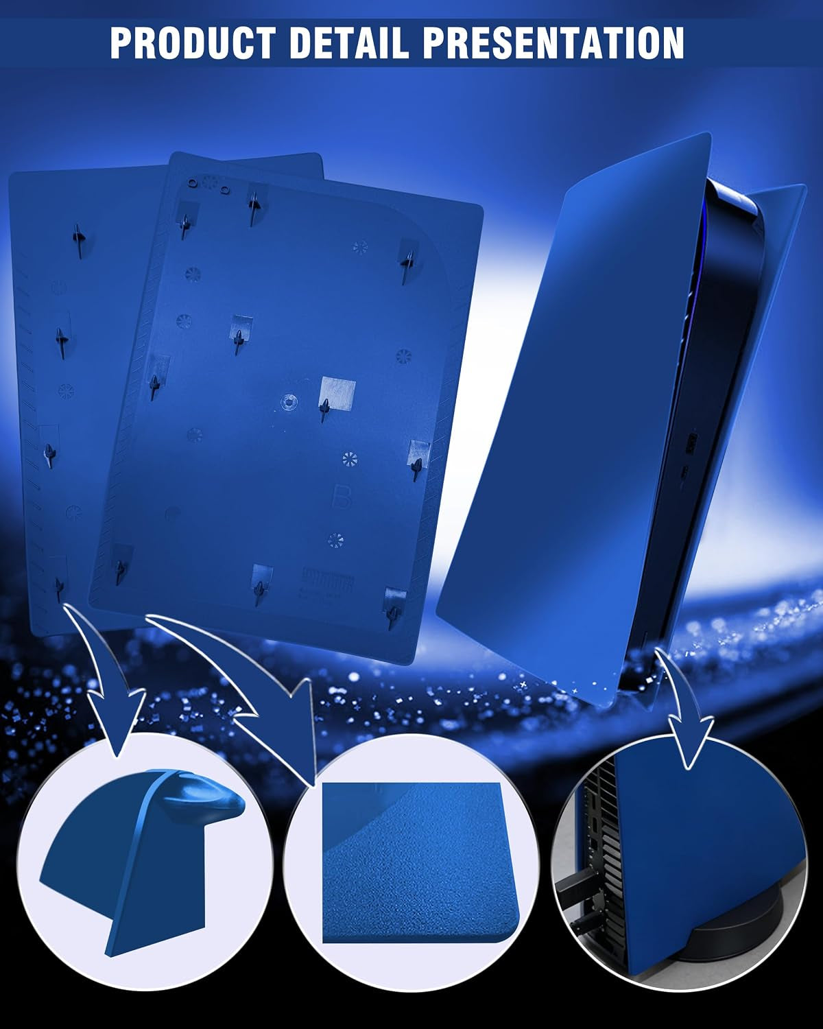 Faceplate for PS5 Digital Edition, Anti-Scratch Dustproof Plates Replacement Cover Skin Accessories Compatible with PS5 Console Digital Edition, Blue, 2020 Standard Version