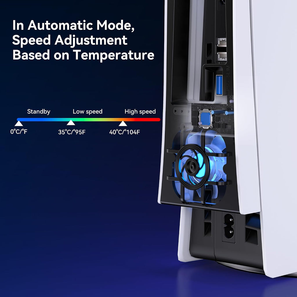 Cooling Fan for PS5 Slim, Upgraded 9-Blades, Not for PS5 Original
