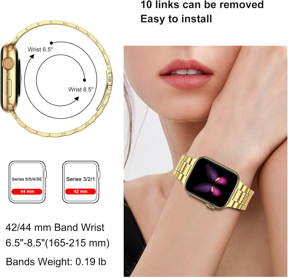 Stainless Steel Bands for Apple Watch 45Mm 44Mm 42Mm(Series 3/2/1)