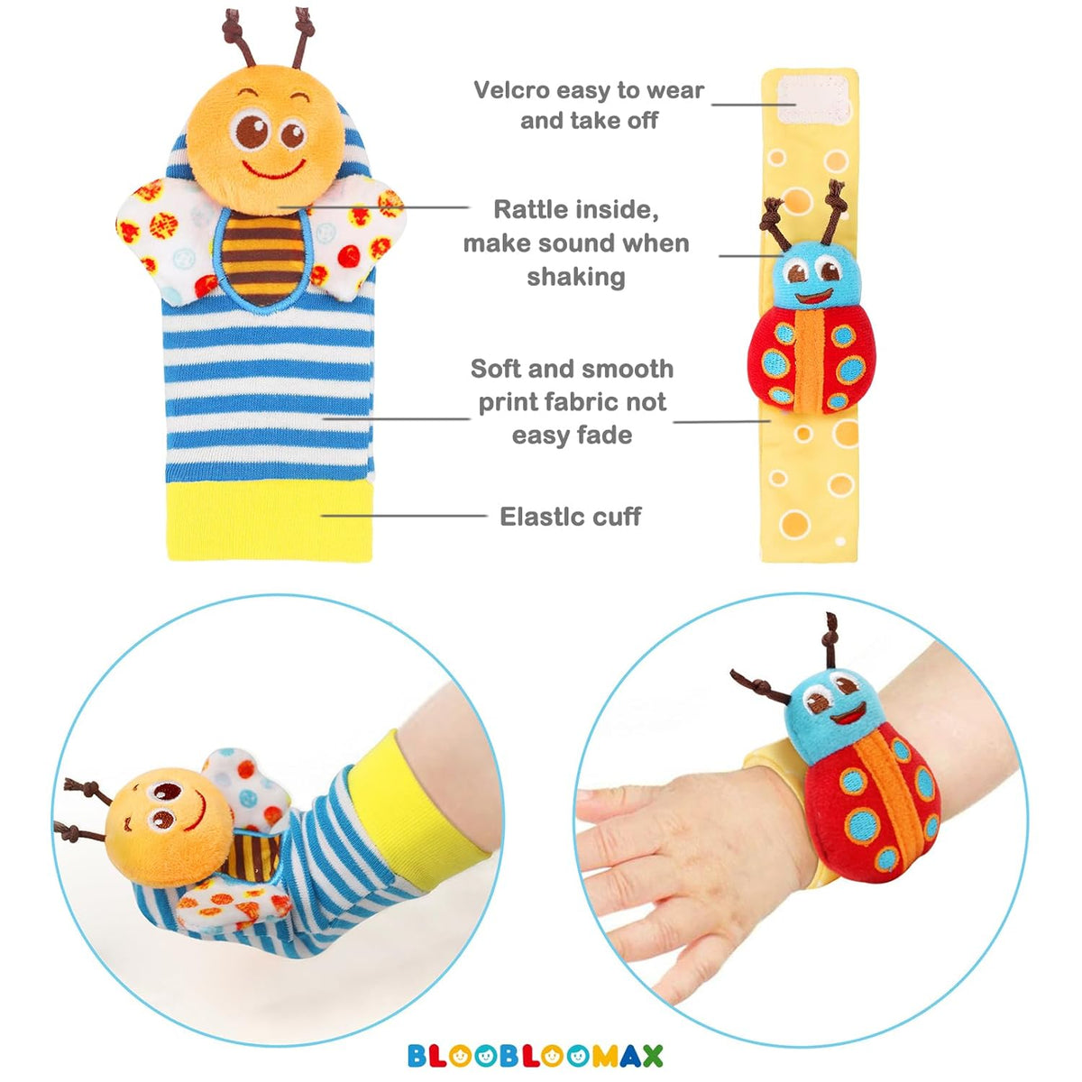 Wrist Rattle Socks and Foot Finder, Baby Toys for 0-12 Months