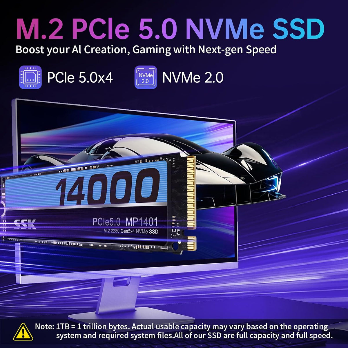 1TB Internal M.2 Nvme SSD 2280 Pcie Gen5 up to 14000Mb/S Internal SSD