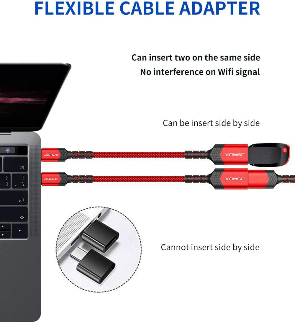 USB C to USB Adapter 3.0 [2 Pack], Type C OTG Adapter-Red