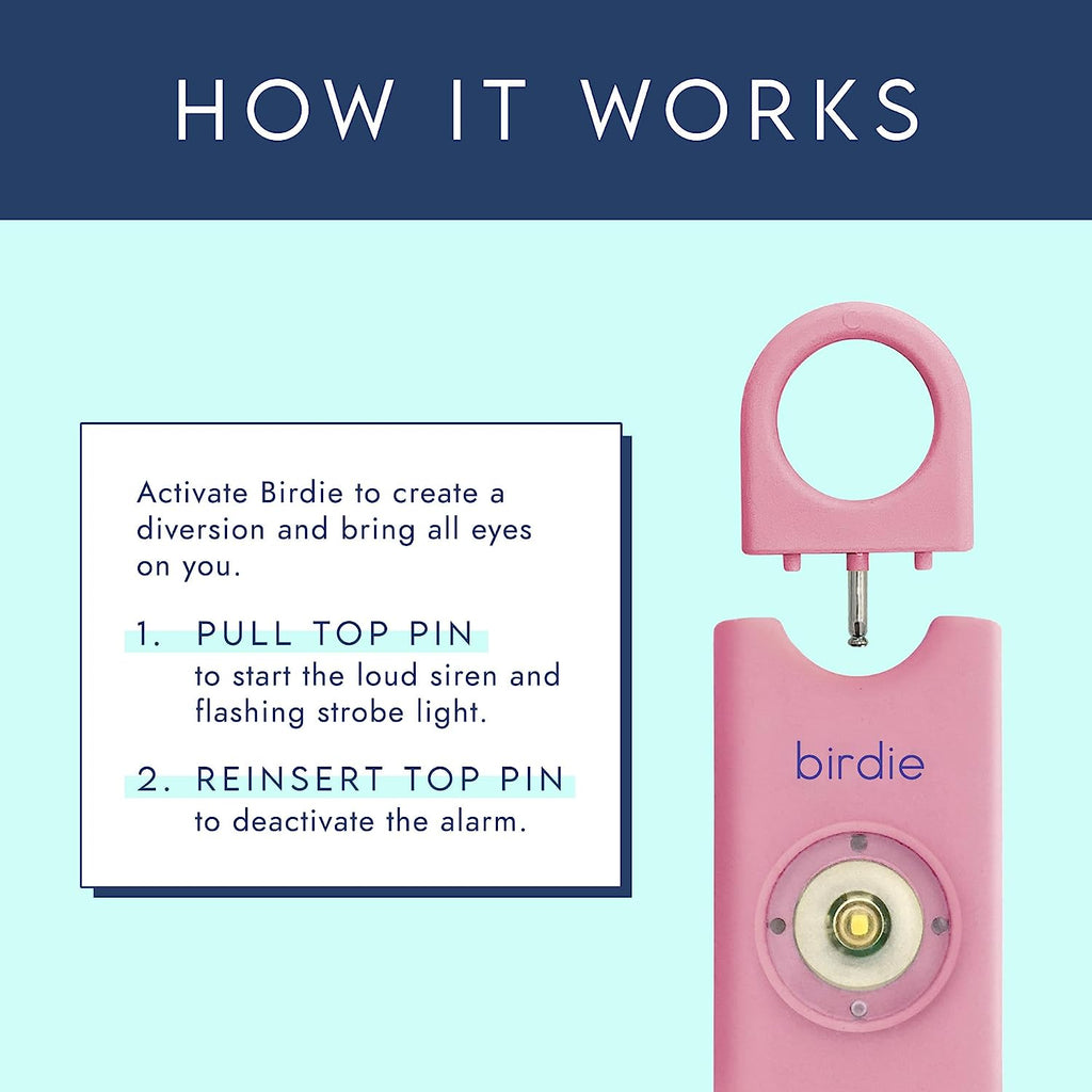She’S Birdie–The Original Personal Safety Alarm for Women by Women–Loud Siren, Strobe Light and Key Chain in a Variety of Colors (Blossom)