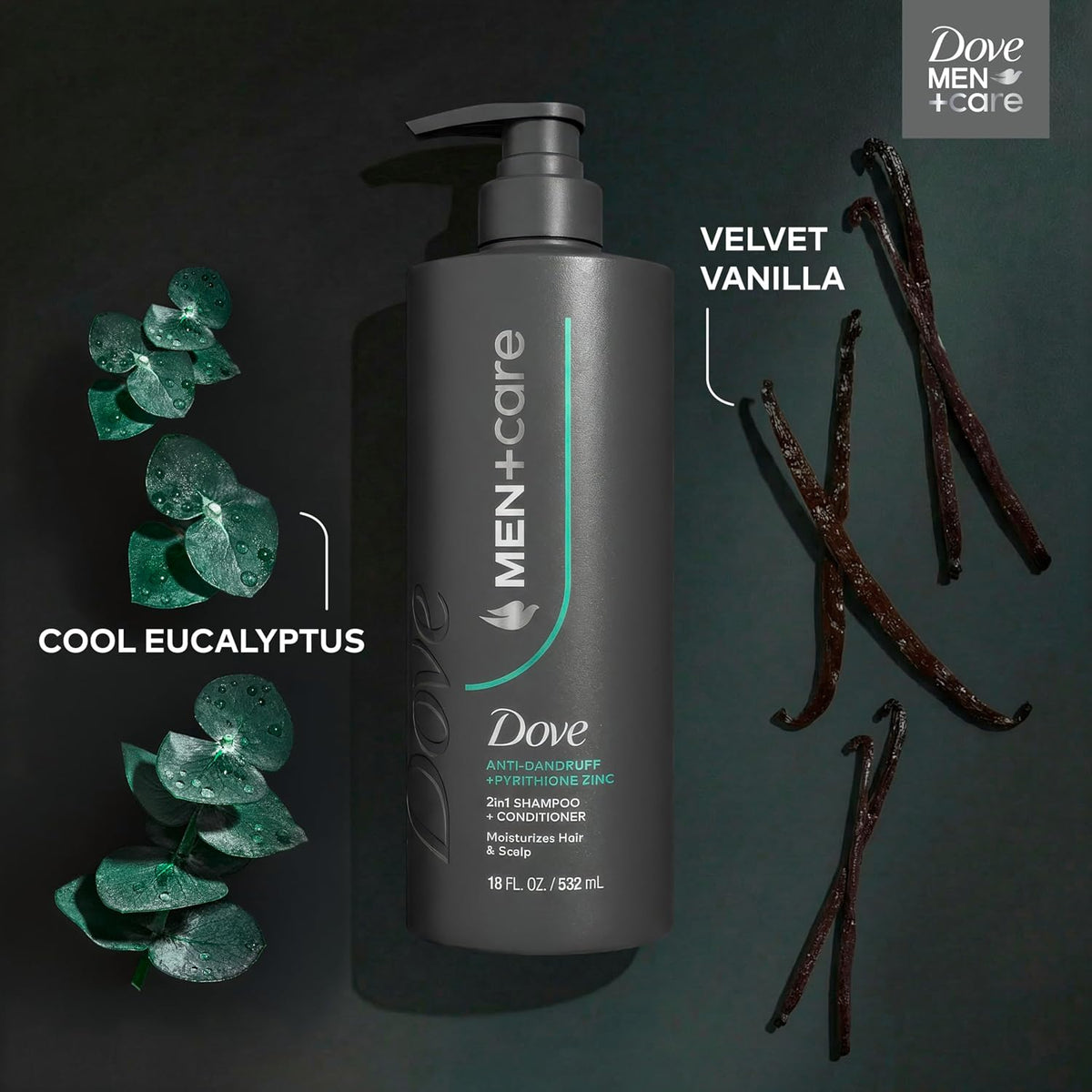 Dove Men Dandruff Defense 2-In-1 Shampoo & Conditioner for Flakes 18Oz