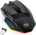 M801 Wireless Gaming Mouse, RGB Gaming Mouse with MMO 9 Programmable Macro Editing Buttons, up 16000 Adjustable DPI, Rapid Fire Button for Game, Windows,Pc - Wireless, Black