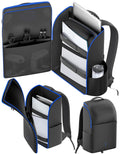 Backpack for PS5/ Slim/ Pro Console, Fully Zip-Open PS5 Carrying Case Travel Bag, Large Capacity PS Storage Bag for Dual Controllers, PS Portal, Laptop, Game Cards, Backpack with 3 Cable Pouch,Blue