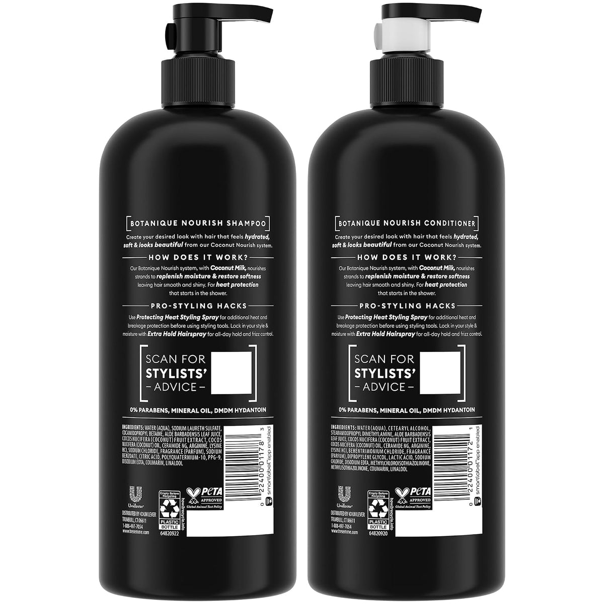 Shampoo and Conditioner Set, Botanique Nourish – Anti-Frizz Hair Products with Coconut Milk & Aloe Vera, 28 Oz Ea