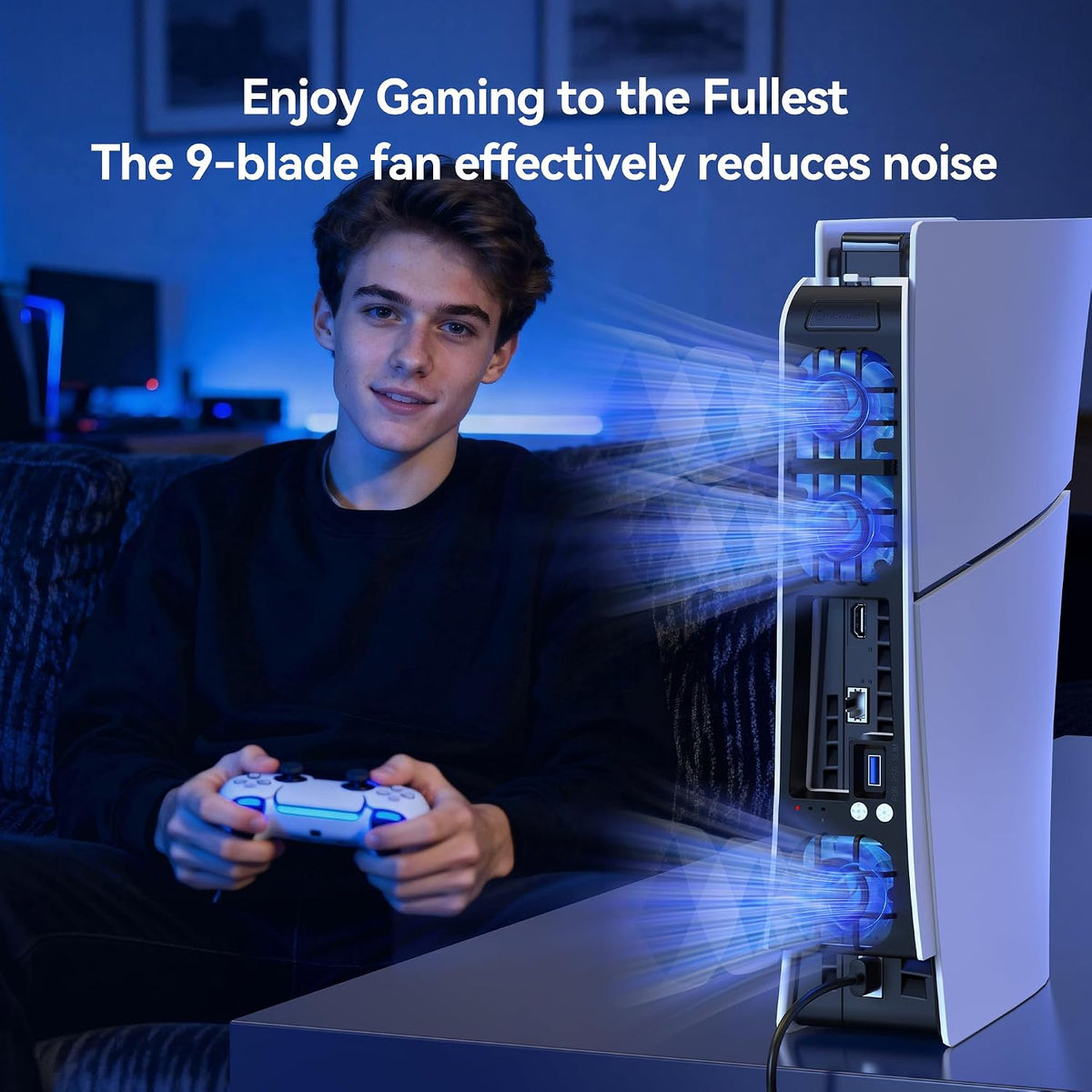 Cooling Fan for PS5 Slim, Upgraded 9-Blades, Not for PS5 Original