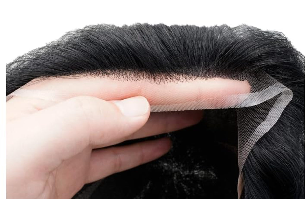 Hair System for Men Real Human Hair Full French Lace Mens Hair System Size 8X10 Inches Mens Toupee #1