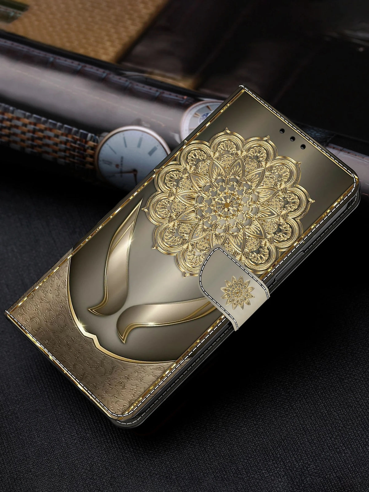 GLANDOTU Foldable Kickstand Card Slot Magnetic Adsorption PU Leather + TPU Pattern Phone Protective Case