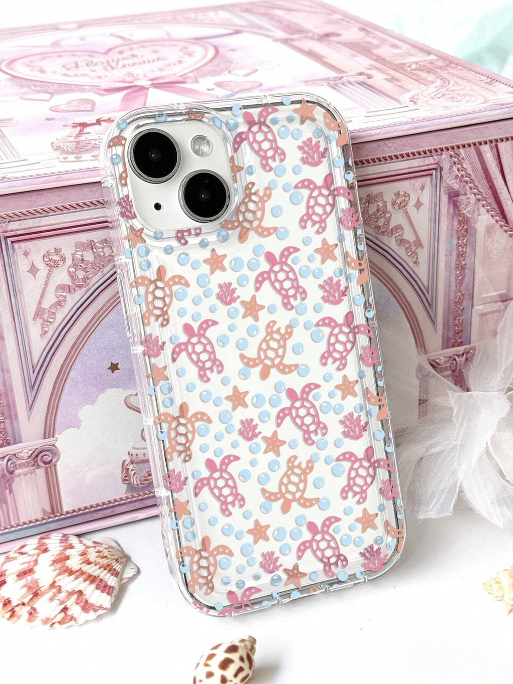 1Pc Vacation Style Oceanic Painting Design Phone Case Compatible with Iphone