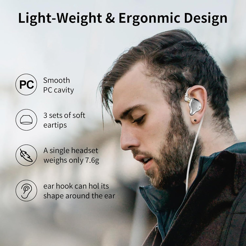KZ ZS10 Pro in Ear Monitor Wired Headphone, KZ Hifi Earbuds in Ear Monitor Earphone with 4 Balanced Armatures and 1 Dynamic Drivers Professional IEM Headphone for Drummer Musician(Blue No Mic)