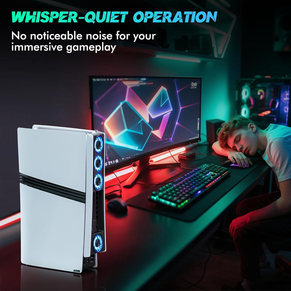 Ps5 Pro 4 Cooling Fans,Ps5 Pro Accessories Fans with USB 3.0,Efficient Quiet Cooler Fan with Adjustable Speed,Cooling Fan for Playstation5 Pro Temperature-Controlled