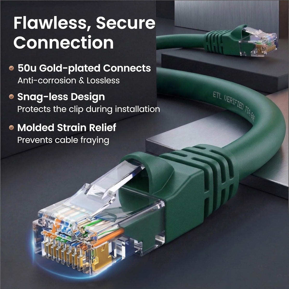 Cat6 Patch Cables Cat 6 Ethernet Cable 10 Ft 10-Pack Green