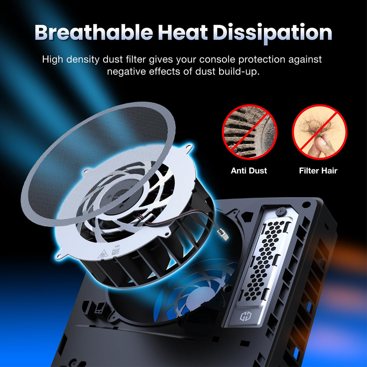Premium Cooling and Dust Filter Kit for PS5 Pro & PS5 Slim - Includes M.2 SSD Dust Cover, Fan Dust Covers and Silicone Plugs, Improves PS5 Heat Ventilation and Durability