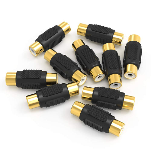 10 Pack RCA Female to Female Coupler Audio Video Gold Adapter