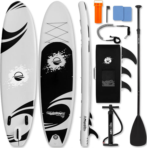 10'6" Inflatable Stand up Paddle Board with Premium SUP Accessories - Wide Stable Design with Non-Slip EVA Deck Pad, for Youth and Adults, 350 Lbs. Capacity