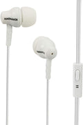 MHP4851-WH Ear Buds with Microphone in White | Available in Pink, Black, & White | Ear Buds Wired with Microphone | Extra Value Comfort Stereo Earbuds Wired | Durable Rubberized Cable |