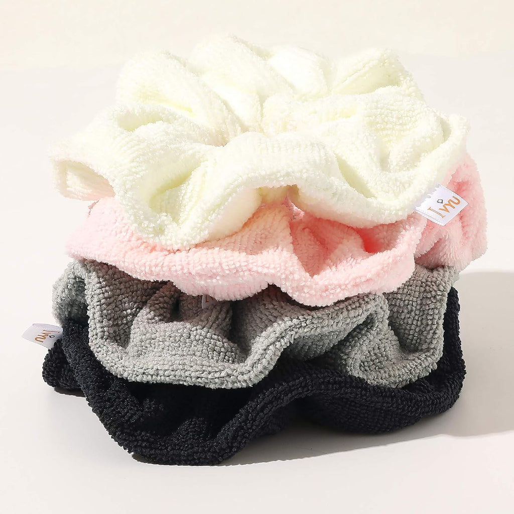 Microfiber Hair Drying Scrunchies Towel Fiber Large Big Scrunchie for Curl Hair for Shower Wet anti Frizz Hair Products Absorbent Fast Terry Cloth Sleep Scrunchy