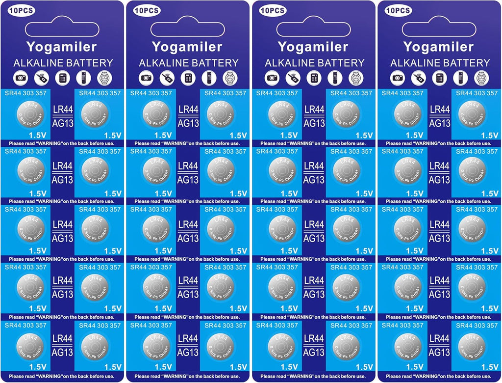 40 Count LR44 AG13 357 303 SR44 Battery 1.5V Button Coin Cell Batteries