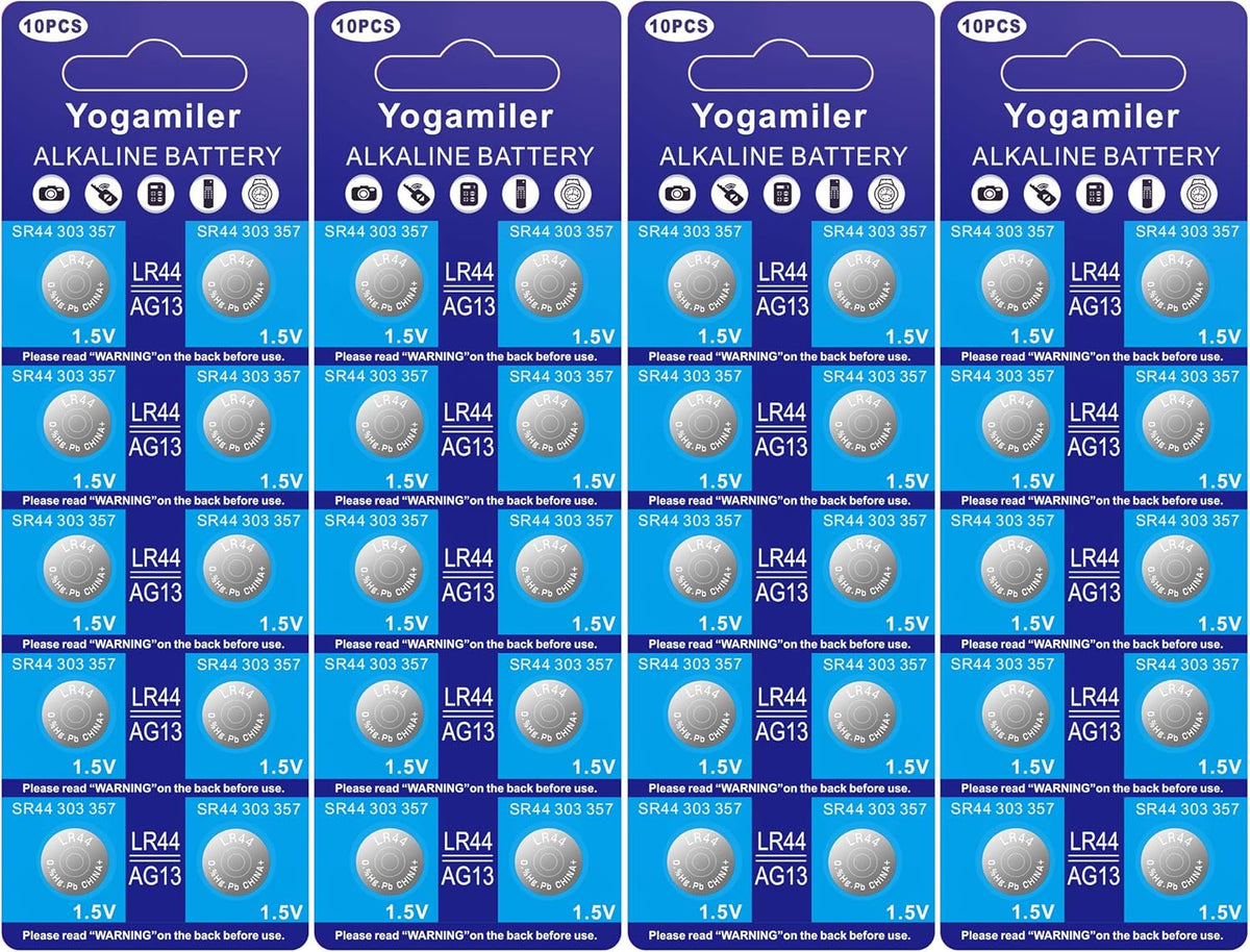 40 Count LR44 AG13 357 303 SR44 Battery 1.5V Button Coin Cell Batteries