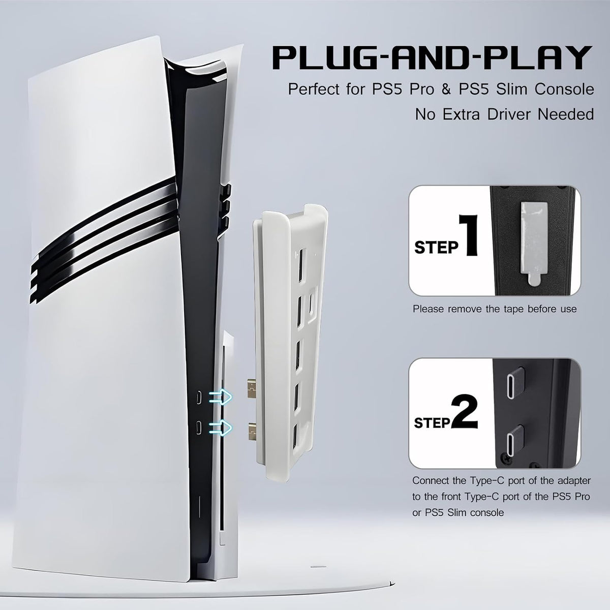 6 Port USB Hub for PS5 Pro & PS5 Slim Console Disc/Digital, High-Speed Extra USB Ports for PS5 Slim Pro Accessories, PS5 Hub Charger Splitter Adapter with 4 USB 2.0 + 1 USB Charging Port +1 Type C 3.0