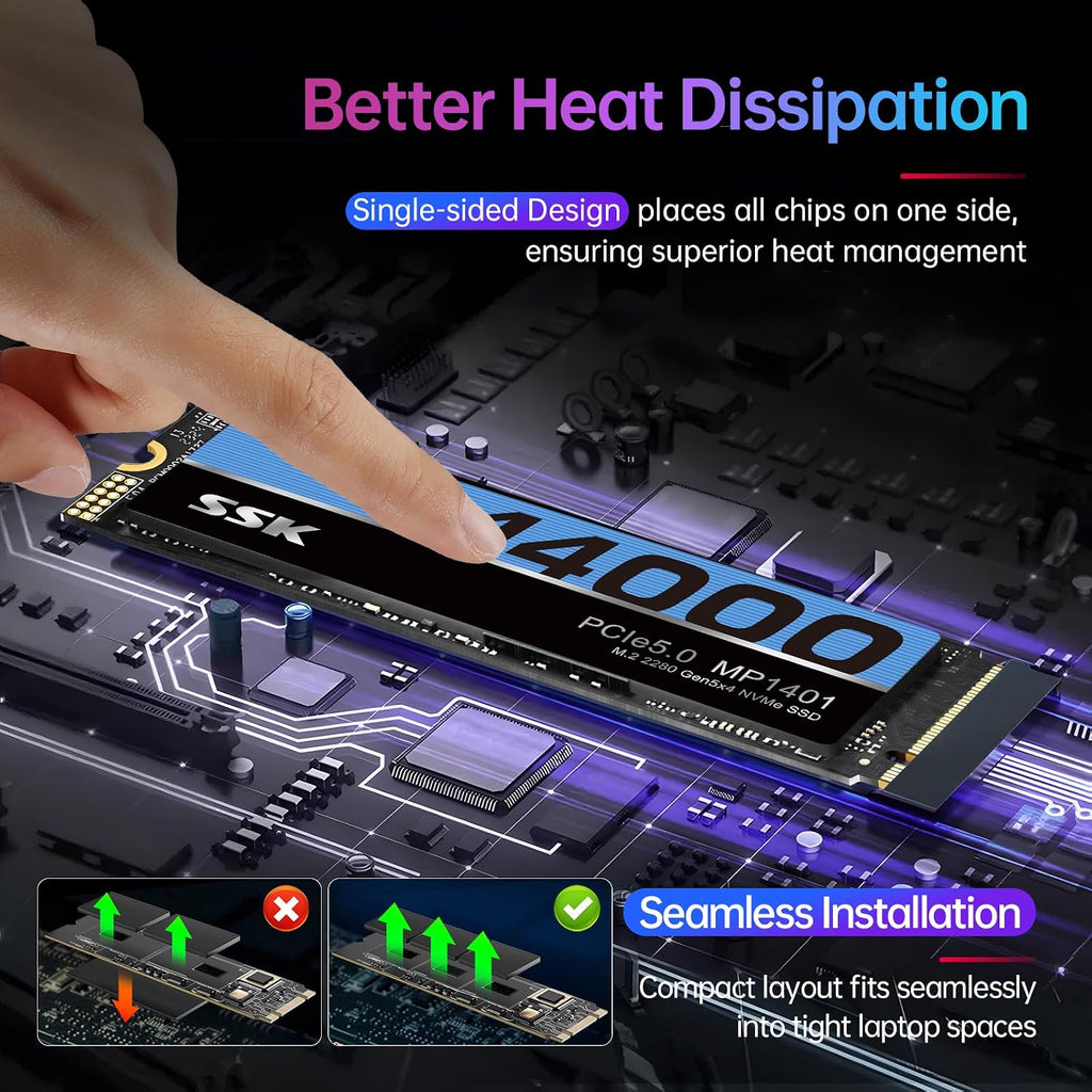 1TB Internal M.2 Nvme SSD 2280 Pcie Gen5 up to 14000Mb/S Internal SSD