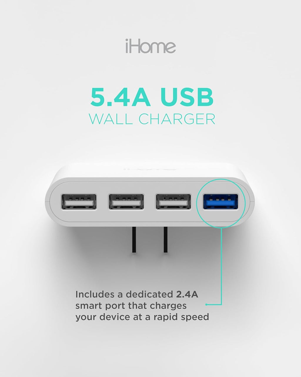 Slim 4-Port USB Wall Charger Flat Multiport Travel Plug Adapter