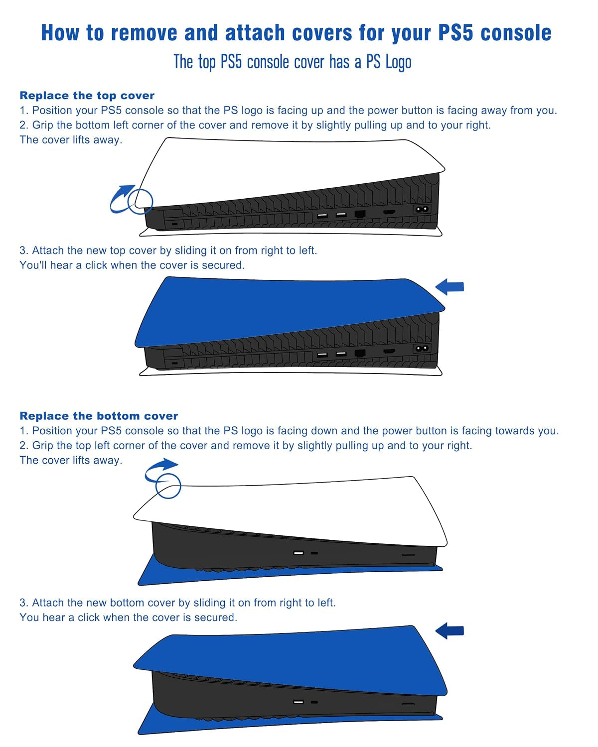 Faceplate for PS5 Digital Edition, Anti-Scratch Dustproof Plates Replacement Cover Skin Accessories Compatible with PS5 Console Digital Edition, Blue, 2020 Standard Version