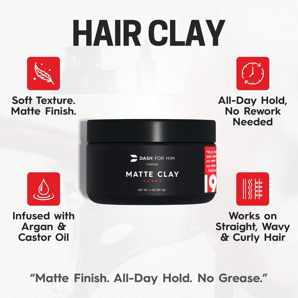 Hair Clay for Men 4Oz - Scented, Medium Hold, Adds Volume & Texture Styling