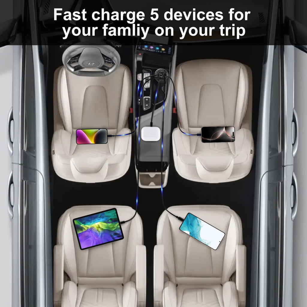 Super Fast Car Charger USB C Adapter 5- Port PD 45W