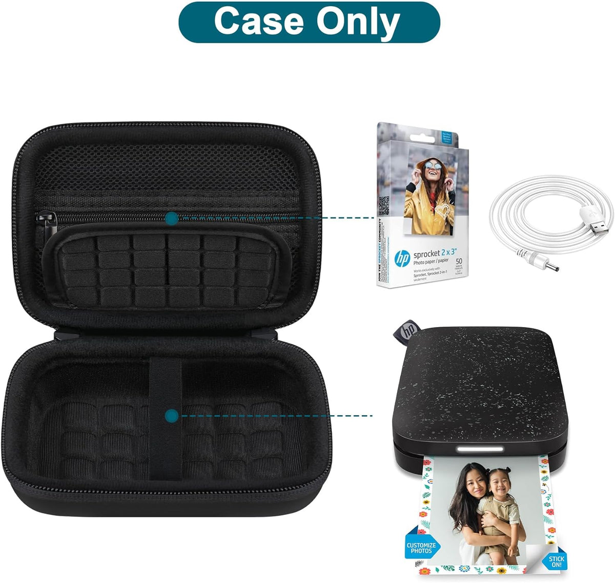 Hard Case for HP Sprocket Portable 2X3 Inch Instant Photo Printer