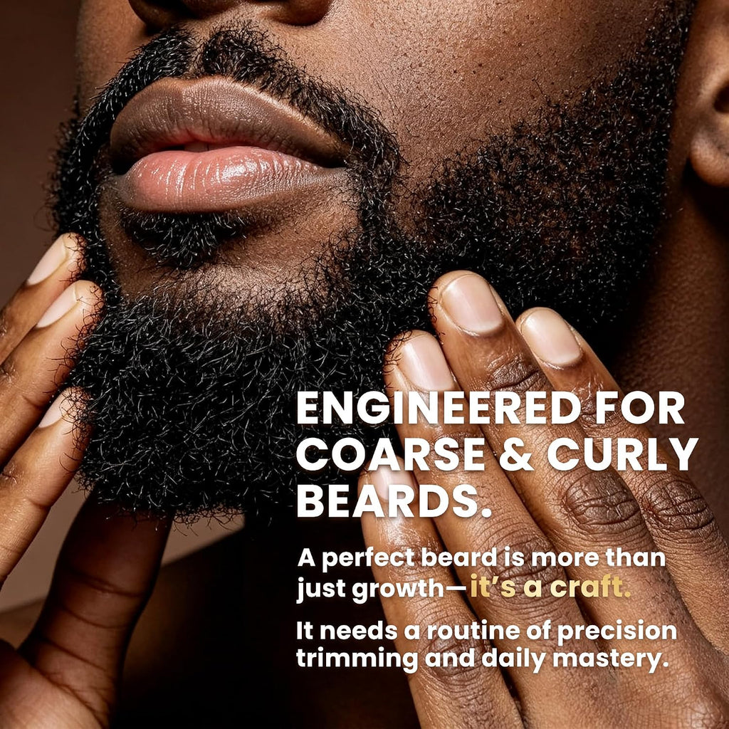 Beard Grooming Kit for Black Men W/ Beard Oil, Balm, Brush, Comb & Scissors